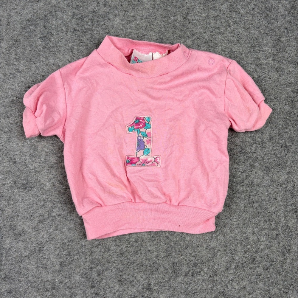 Small‎ Steps Sweatshirt Baby Girl 24M Pink Floral 1st Birthday Preppy Girly Top